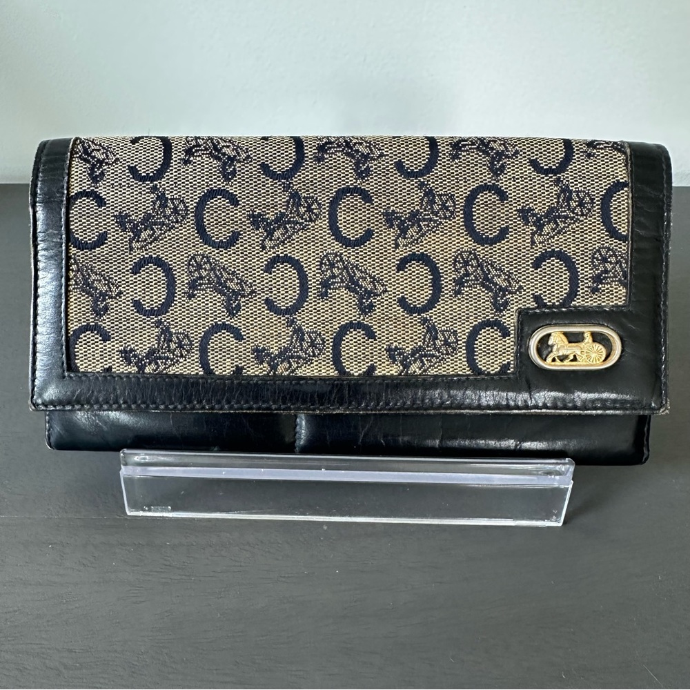 AUTHENTIC Vintage Celine macadam horse carriage long wallet